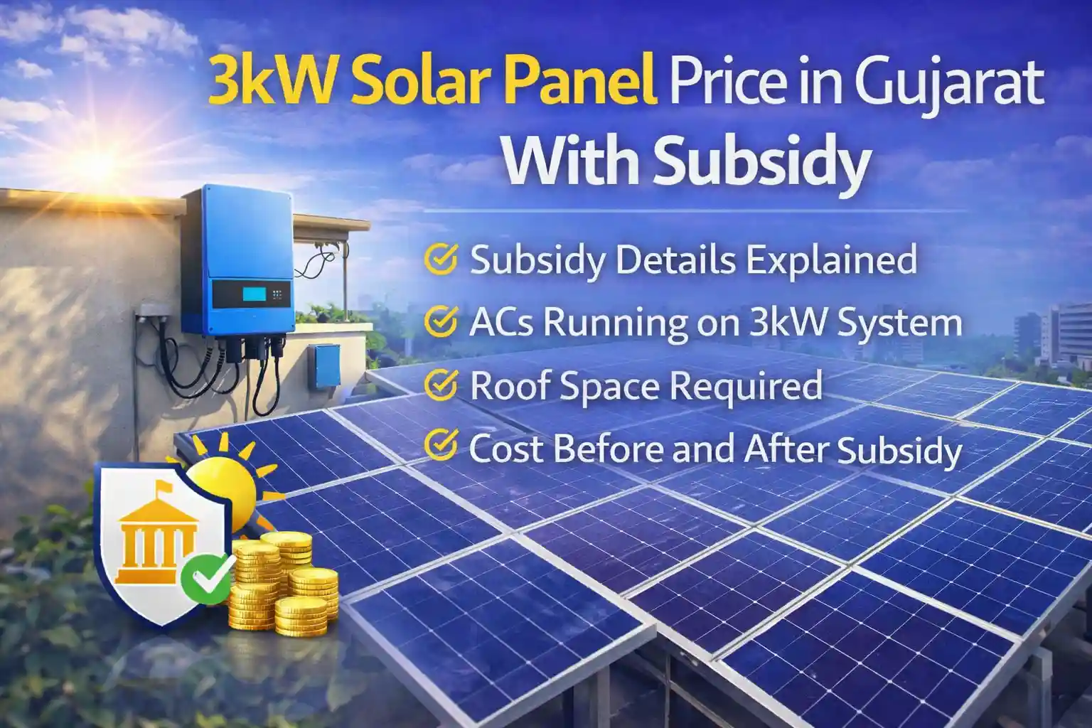 3kW Solar Panel Price in Gujarat With Subsidy 2026