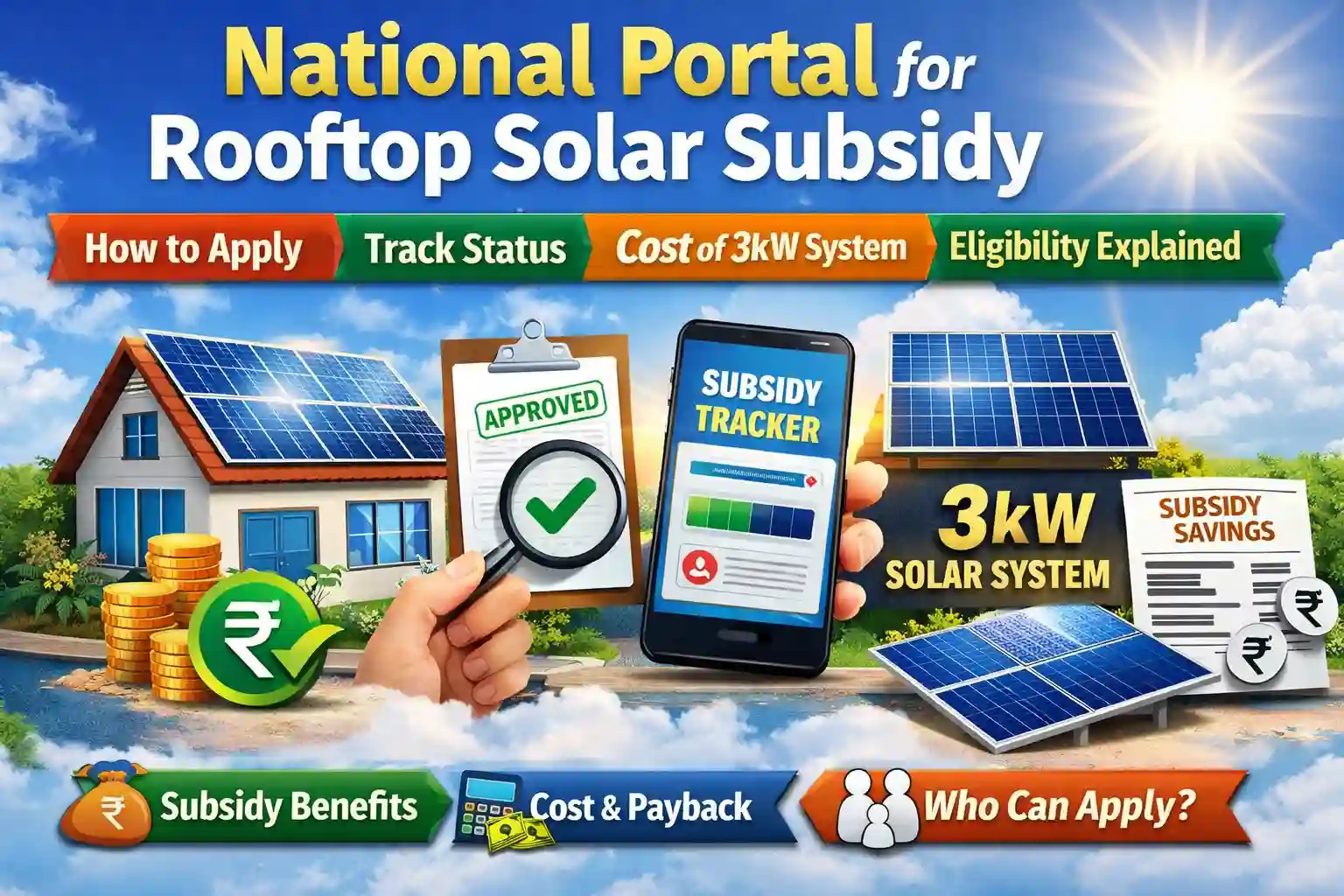 National Portal for Rooftop Solar Subsidy How to Apply, Track Status, Cost of 3kW System & Eligibility Explained